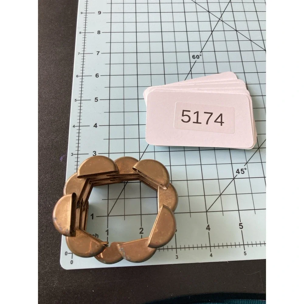 Copper Tank Bracelet Linked Patina Chunky‎ Collapsible Bold Vintage Brutalist